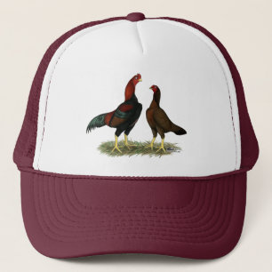 Gorra De Camionero Pollos Rojos Negros Aseel