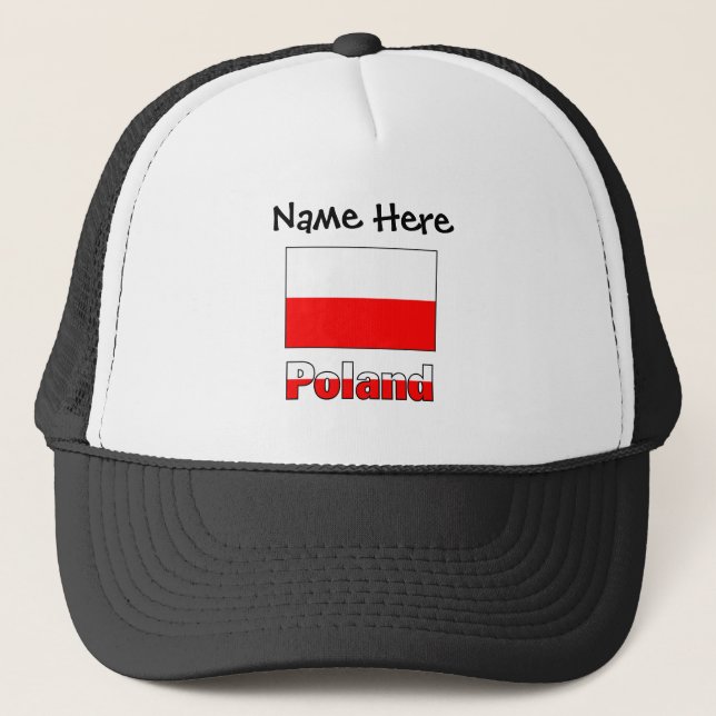 Gorra De Camionero Polonia y la bandera polaca personalizadas (Anverso)