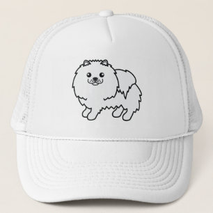 Gorra De Camionero Pomerania Blanca Perro de Dibujos Animados Lindo
