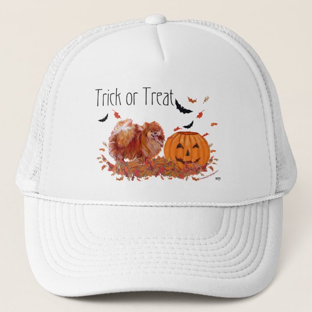 Gorra De Camionero Pomerania de Halloween (Anverso)