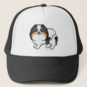 Gorra De Camionero Pomerania Tricolor Blanco Perro de Dibujos Animado