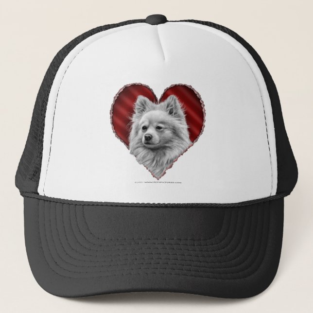 Gorra De Camionero Pomeranian con el corazón (Anverso)