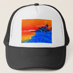 Gorra De Camionero Pop Art Exotic Beach Palm Trees