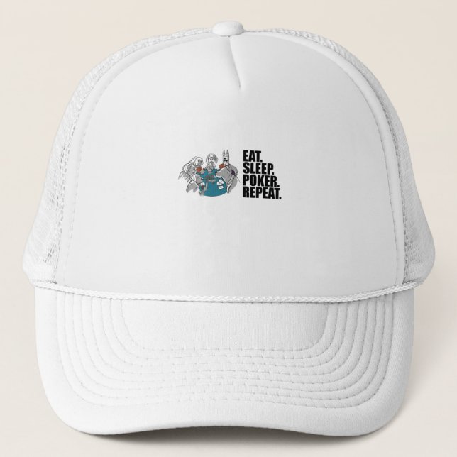 Gorra De Camionero Póquer - Comer. Duerme. Poker. Repite. (Anverso)