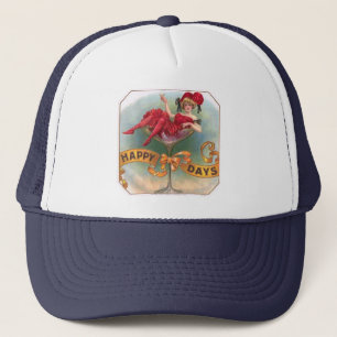 Gorra De Camionero Póster de mujer vintage en copa de champán: bar de