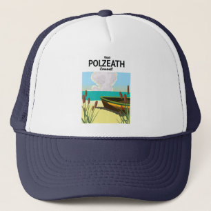 Gorra De Camionero Póster de viaje a Polzeath, Cornualles junto al ma