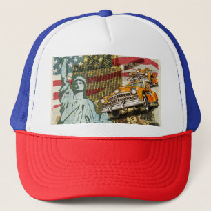 Gorra De Camionero Poster de viajes vintage de Nueva York.