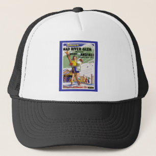 Gorra De Camionero Poster del esquí del vintage, cañada del río Ma