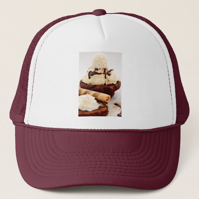 Gorra De Camionero Postre Dulce Cumpleaños Fiesta Chocolate Arte (Anverso)
