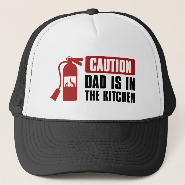 Gorra De Camionero Precaución Papá Está En La Cocina (Anverso)