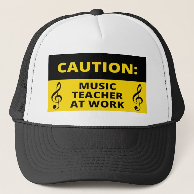 Gorra De Camionero Precaución: Profesor De Música En El Trabajo Humor (Anverso)