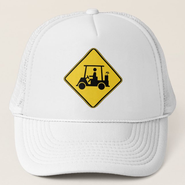 Gorra De Camionero Precaución Rótulo de carrito de golf (Anverso)