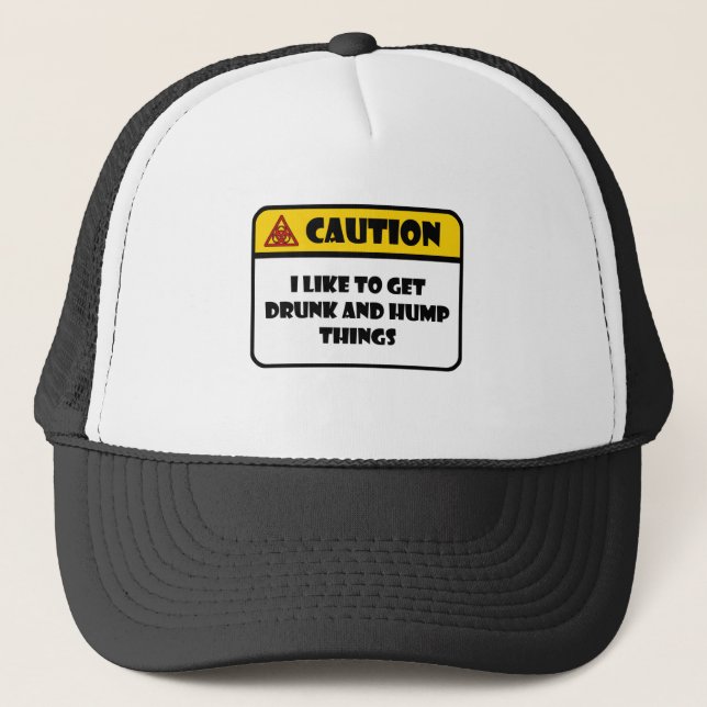 GORRA DE CAMIONERO PRECAUCIÓN - TENGO GUSTO DE CONSEGUIR COSAS BEBIDA (Anverso)