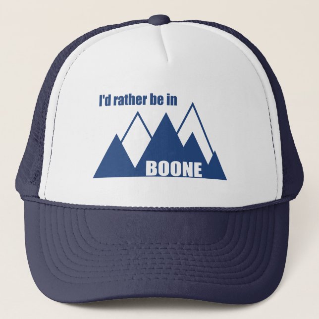 Gorra De Camionero Preferiría Estar En La Montaña Boone North Carolin (Anverso)