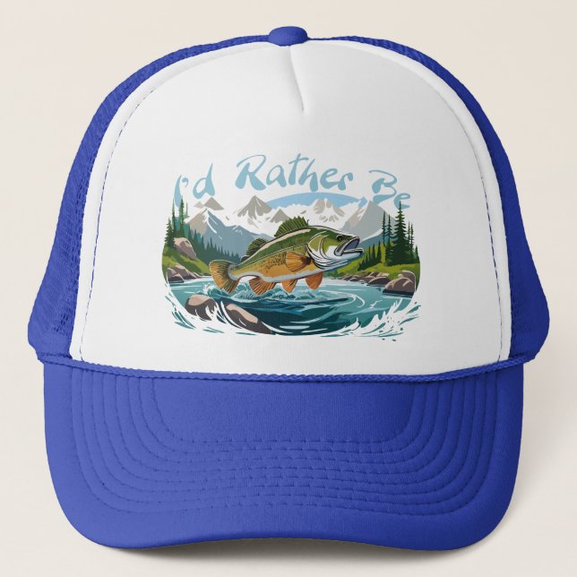 Gorra De Camionero Prefiero Pescar Malla En El Lago De Montaña (Anverso)