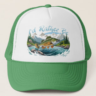 Gorra De Camionero Prefiero Pescar Malla En El Lago De Montaña