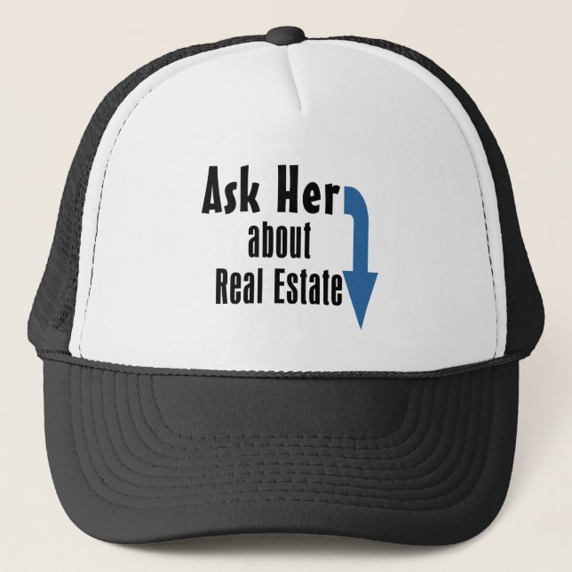 Gorra De Camionero Pregúntale a ella sobre bienes raíces. (Anverso)