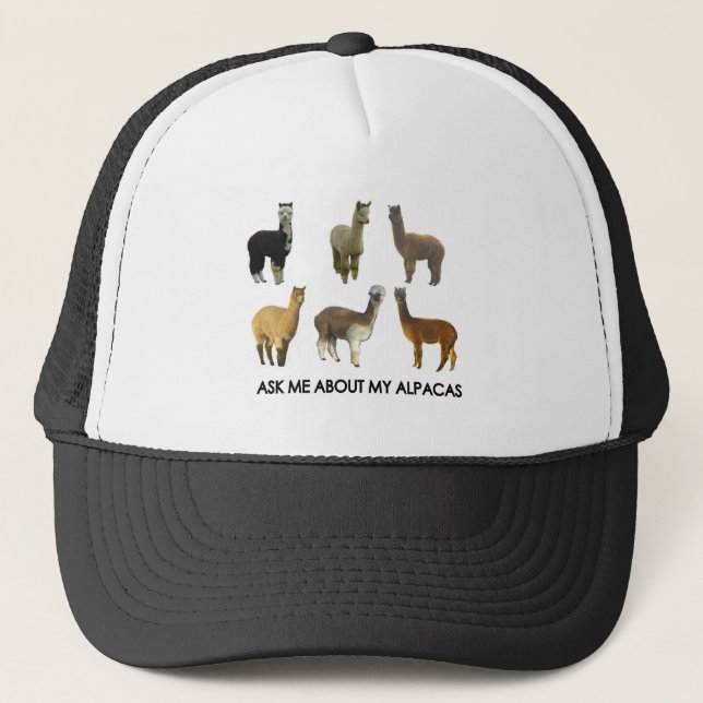 Gorra De Camionero Pregúntame sobre mi alpaca (Anverso)