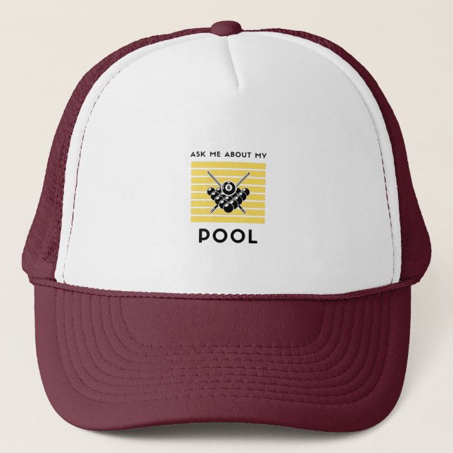 Gorra De Camionero Pregúntame sobre mi billar (Anverso)