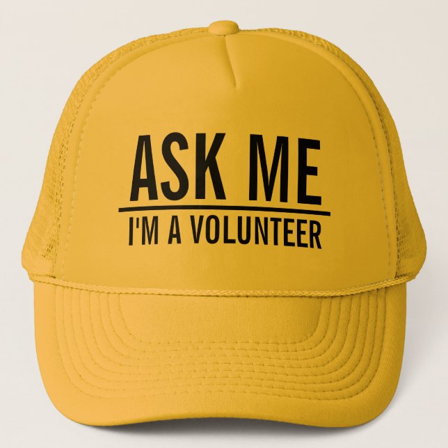 Gorra De Camionero Pregúntame| Voluntario Amarillo (Anverso)
