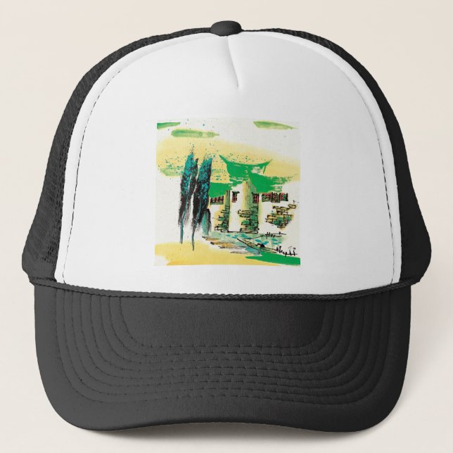 Gorra De Camionero Premium de pintura de la naturaleza (Anverso)