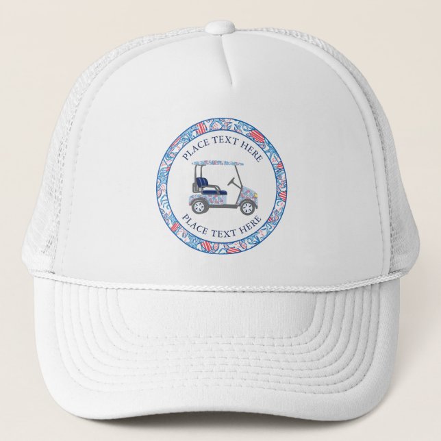 Gorra De Camionero Preppy Patriotic Crabs Golf Cart (Anverso)