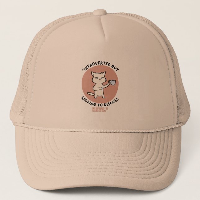 Gorra De Camionero Presentado pero dispuesto a discutir sobre gatos - (Anverso)