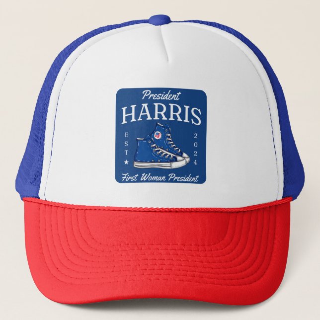 Gorra De Camionero Presidente Harris 2024 Primera Presidenta (Anverso)