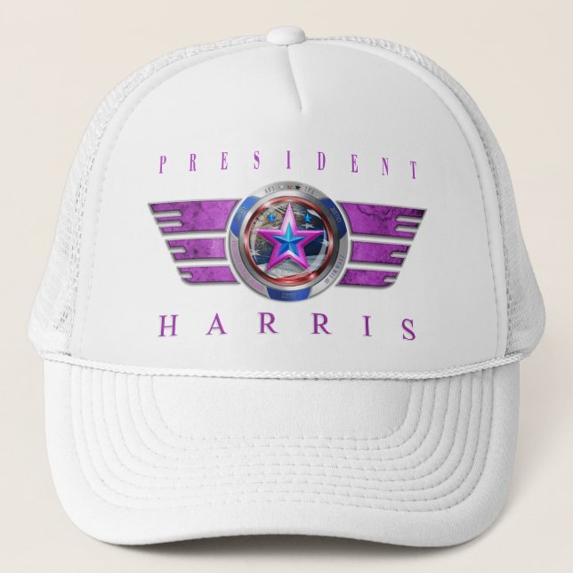 Gorra De Camionero Presidente Harris/Walz Pink Wing Medallin Cap (Anverso)
