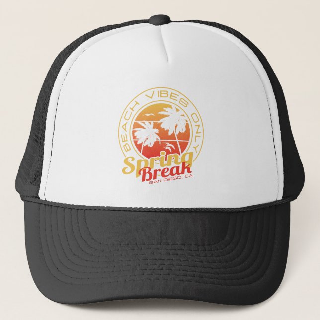 Gorra De Camionero Primavera Break Beach Vibes Sólo San Diego Califor (Anverso)