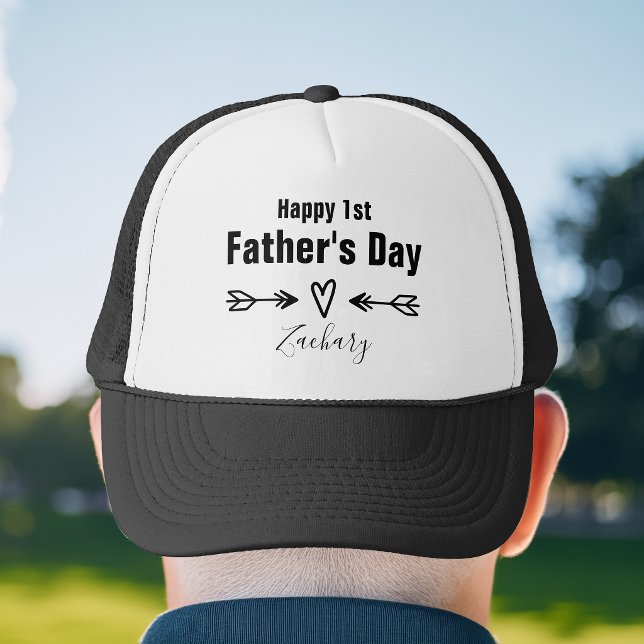 Gorra De Camionero Primer Día del Padre Personalizado (First Father's Day Personalized Trucker Hat)