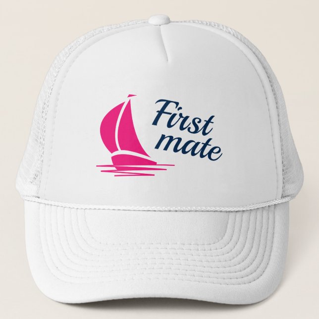 Gorra De Camionero Primera compañera de velero rosa (Anverso)
