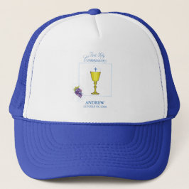 Gorra De Camionero Primera Comunión Niño, Cáliz con Hostia y Uvas