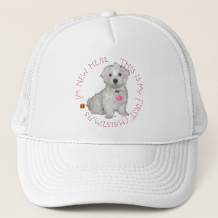 Gorra De Camionero Primera Navidad de Cachorro Maltés