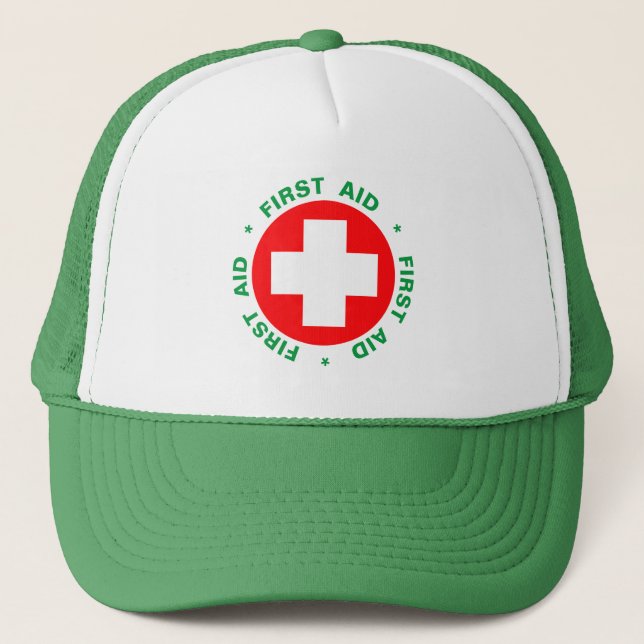 Gorra De Camionero Primeros auxilios - Médico (Cruz) - Ambulancia, Ay (Anverso)