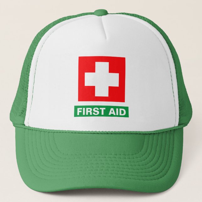 Gorra De Camionero Primeros auxilios - Médico (Cruz) - Ambulancia, Ay (Anverso)
