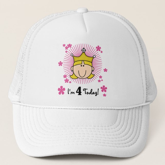 Gorra De Camionero Princesa Rubia 4 camisetas de cumpleaños y regalos (Anverso)