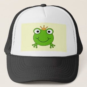 Gorra De Camionero Príncipe de la rana. Rana sonriente con una coron