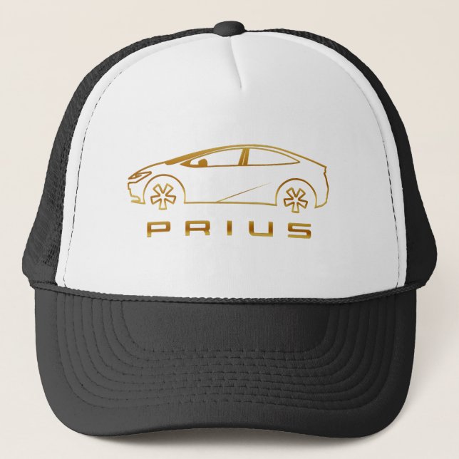 Gorra De Camionero Prius 2023 Ev Auto Oro (Anverso)