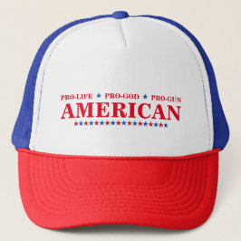 Gorra De Camionero Pro Life God Gun American Red White Blue Stars USA