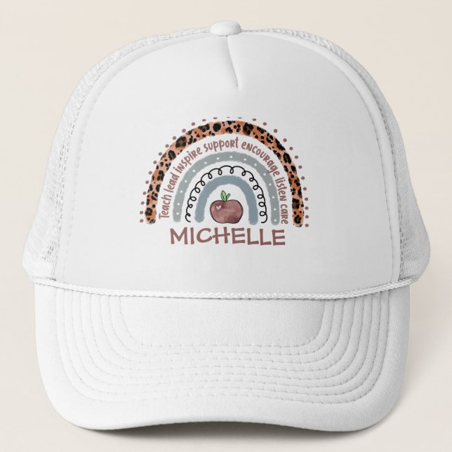 Gorra De Camionero Profesora personalizada de arco iris (Anverso)