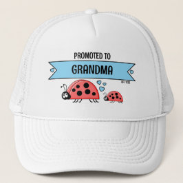 Gorra De Camionero Promoted to Grandma ladybugs white blue