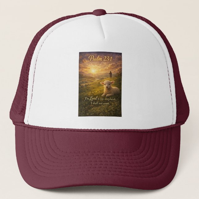 Gorra De Camionero Psalm 23:1 Christian Lamb Trucker Hat (Anverso)