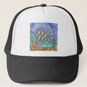 Gorra De Camionero Psicodelia Mar Turtle Seahorse Art