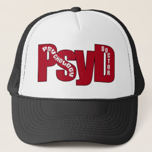 Gorra De Camionero PsyD GRAN MÉDICA ROJO DE PSICOLOGÍA NEGRO