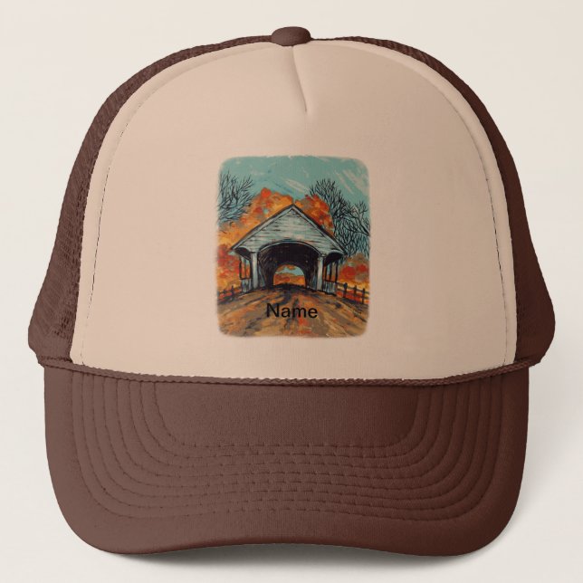 Gorra De Camionero Puente cubierto de otoño (Anverso)