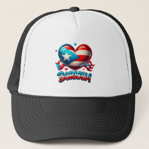 Gorra De Camionero Puerto Rico Bandera del Corazón de Amor Boricua