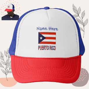 Gorra De Camionero Puerto Rico Bandera Puertorriqueña Azul Personaliz