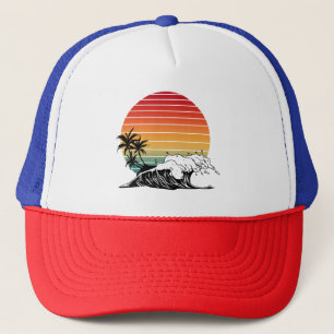 Gorra De Camionero Puesta de sol y ola