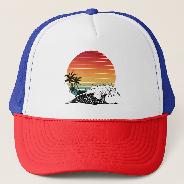 Gorra De Camionero Puesta de sol y ola (Anverso)